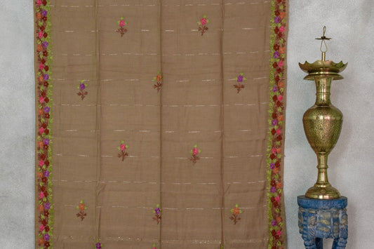 Kashmiri embroidery Silk Cotton saree PSTE130061 - Parisera