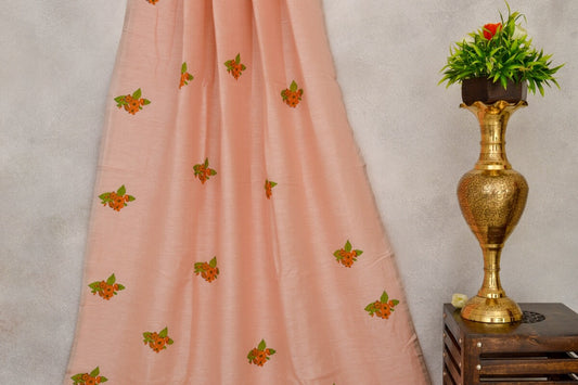 Pink Chanderi Linen saree by Coorv designs PSCO110003 - Parisera